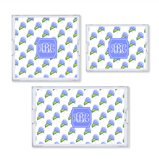 Island Hydrangea Reversible Acrylic Tray With Optional Monogram - Available In 3 Sizes