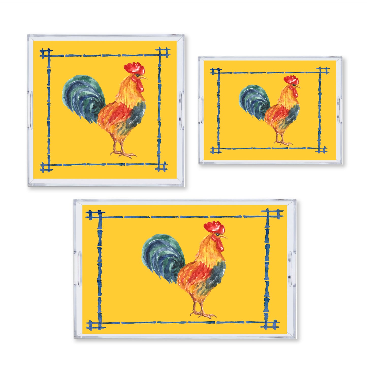 Rise and Shine Rooster Luxury Acrylic Tray - Available In 3 Sizes