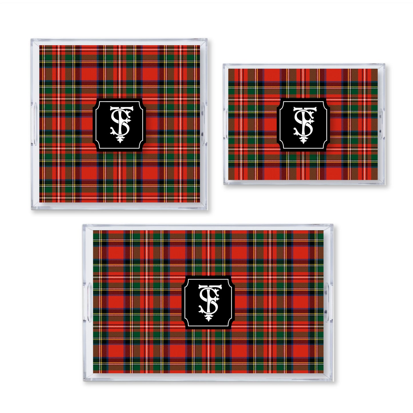 Royal Stewart Tartan Reversible Acrylic Tray With Optional Monogram - Available In 3 Sizes