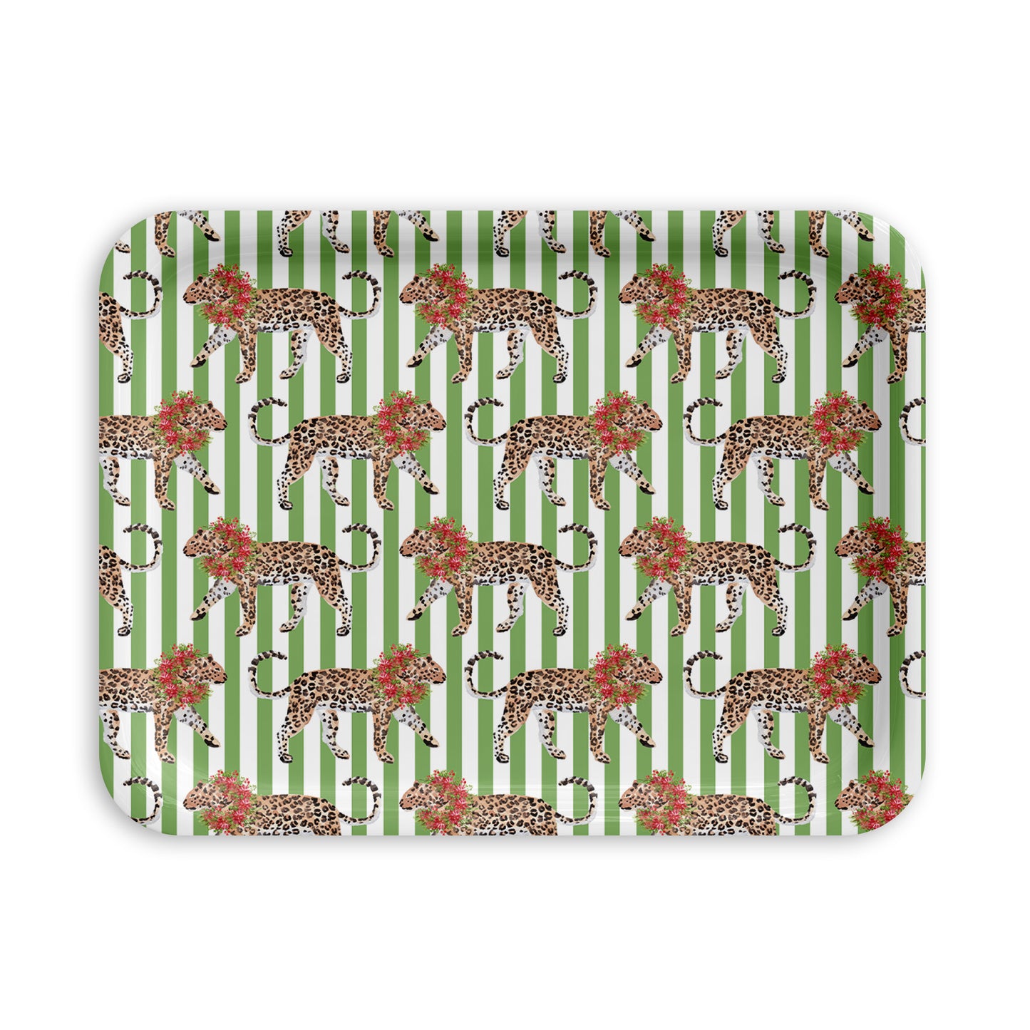 Christmas Leopard Birchwood Serving Tray