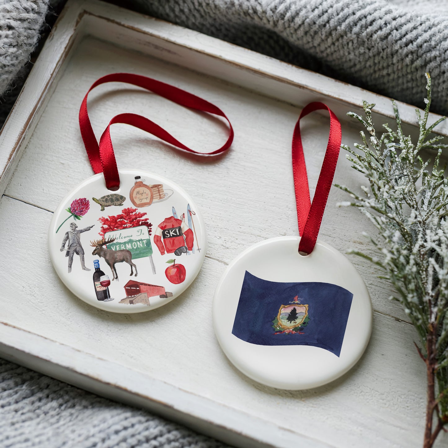 Vermont Forever! Two Sided Ornament With Gift Box