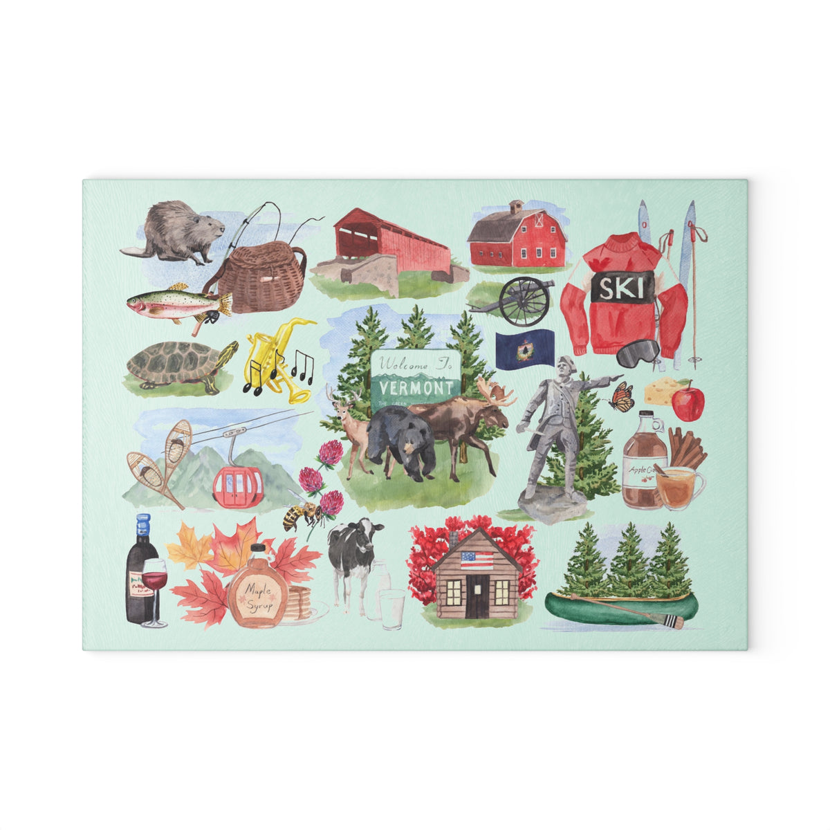 Vermont Forever! Tempered Glass Cutting Board