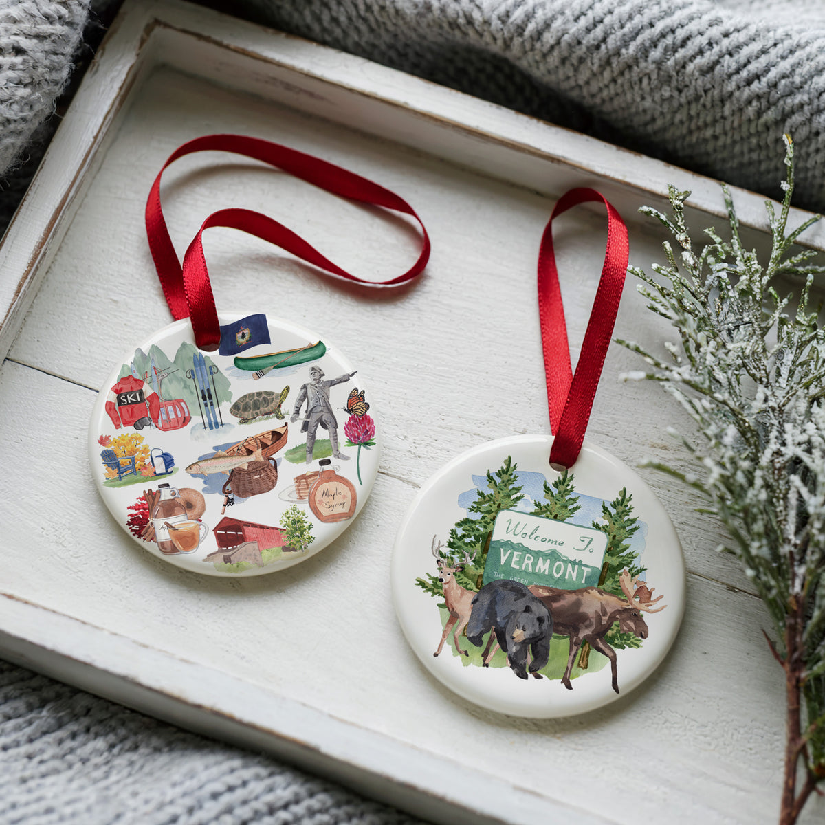 Vermont Forever! Two Sided Ornament With Gift Box