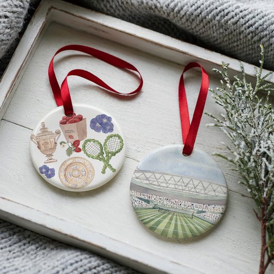 Wimbledon Tennis Two Sided Ornament With Gift Box
