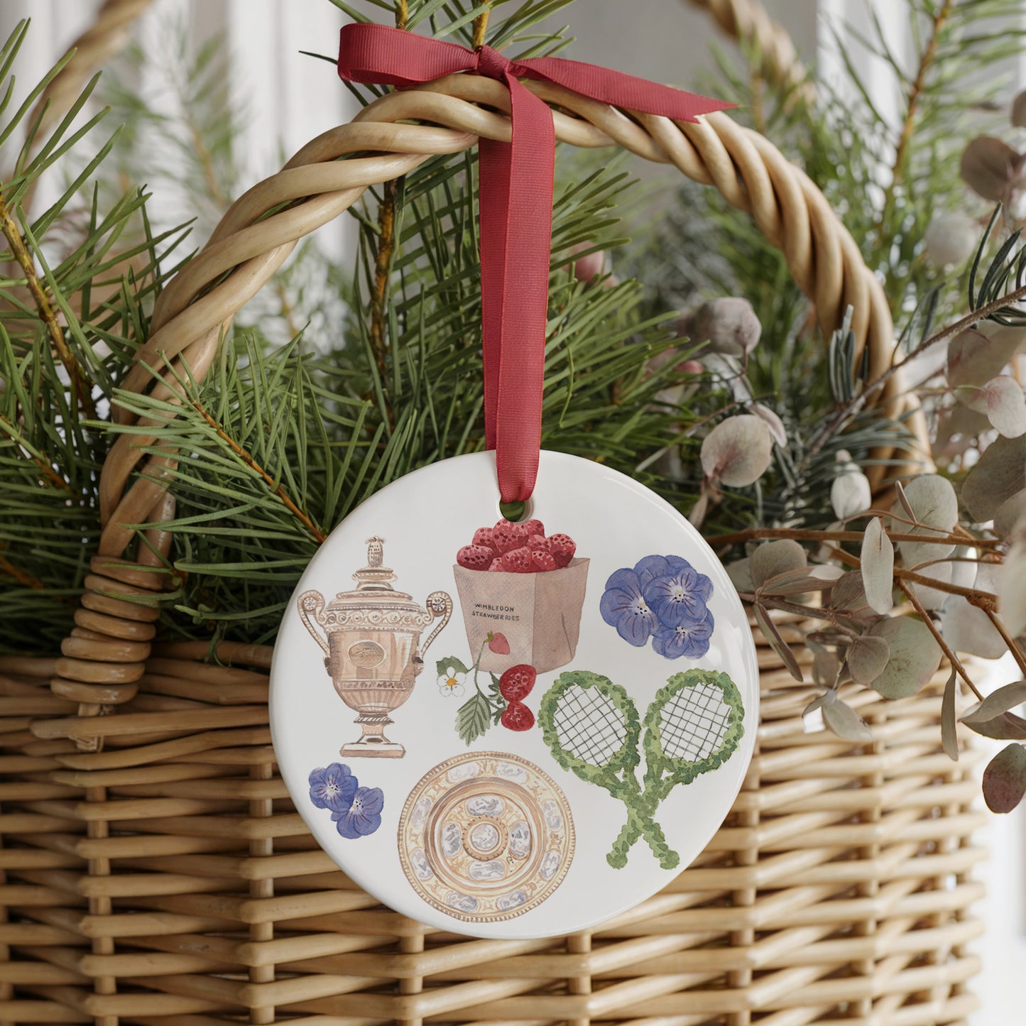 Wimbledon Tennis Two Sided Ornament With Gift Box