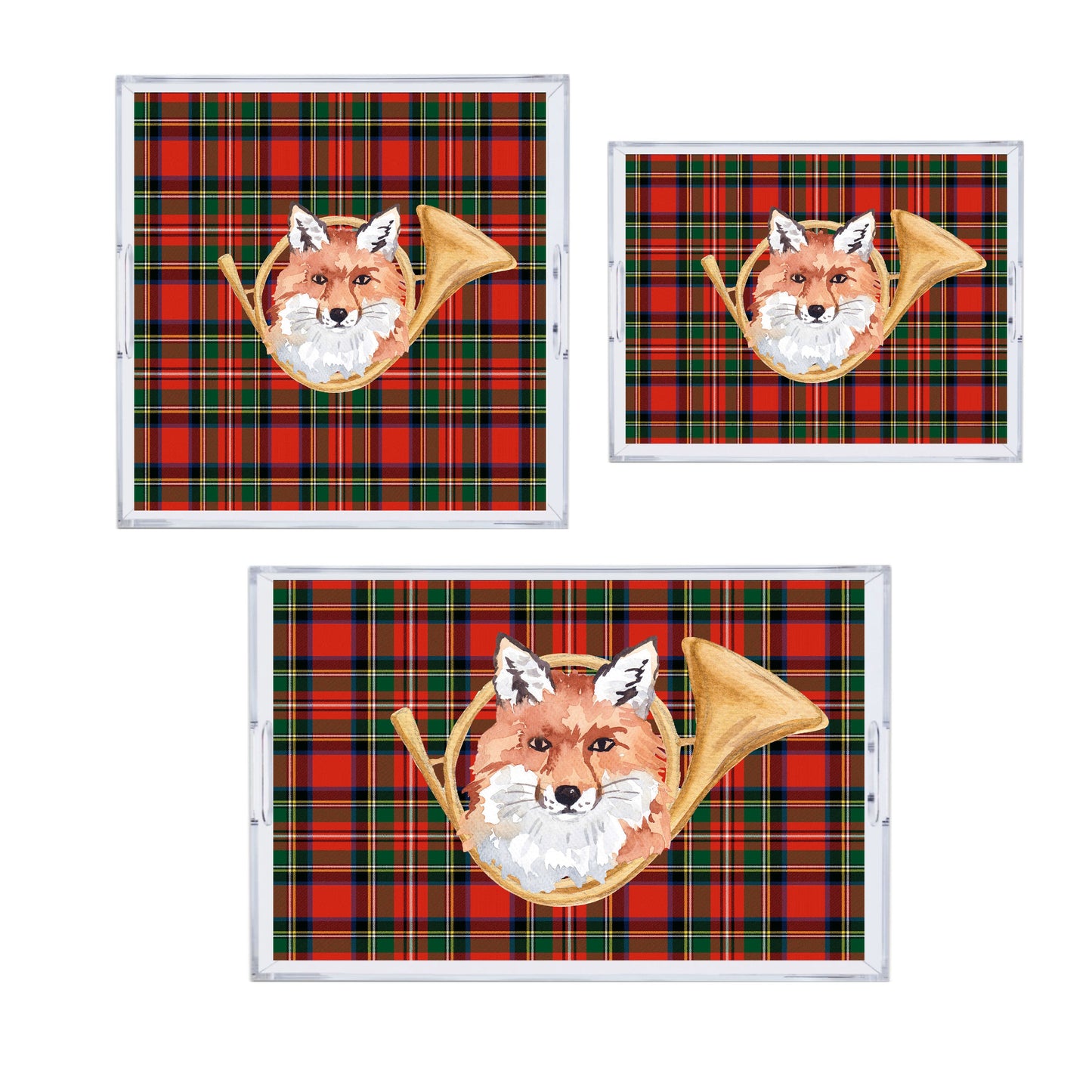 Luxury Reversible Beaufort Fox And Horn Acrylic Tray - Three Sizes - Free Shipping!