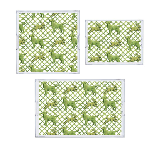 Luxury Reversible Green Animals Acrylic Tray - Available In 3 Sizes