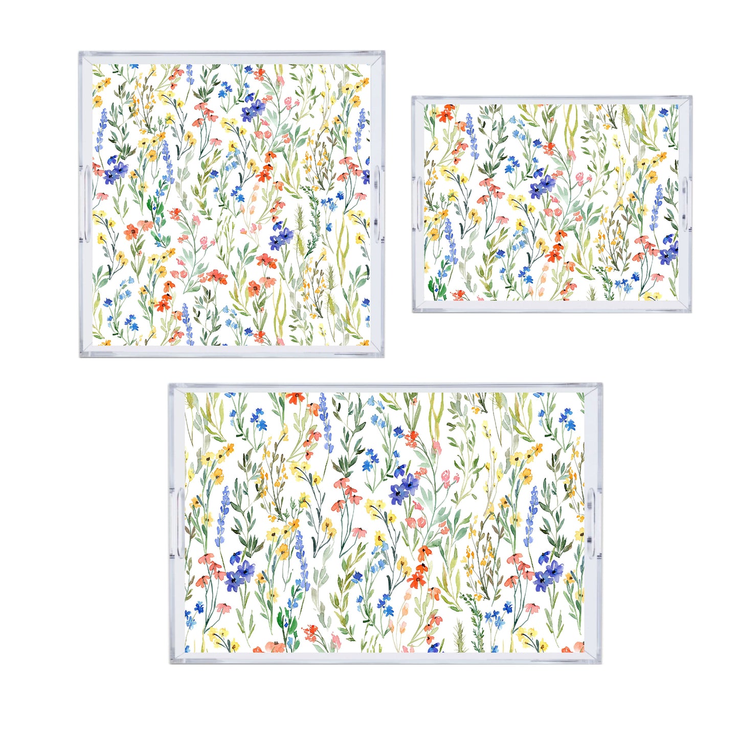 Luxury Reversible Woodstock Wildflowers Acrylic Tray - Available In 3 Sizes