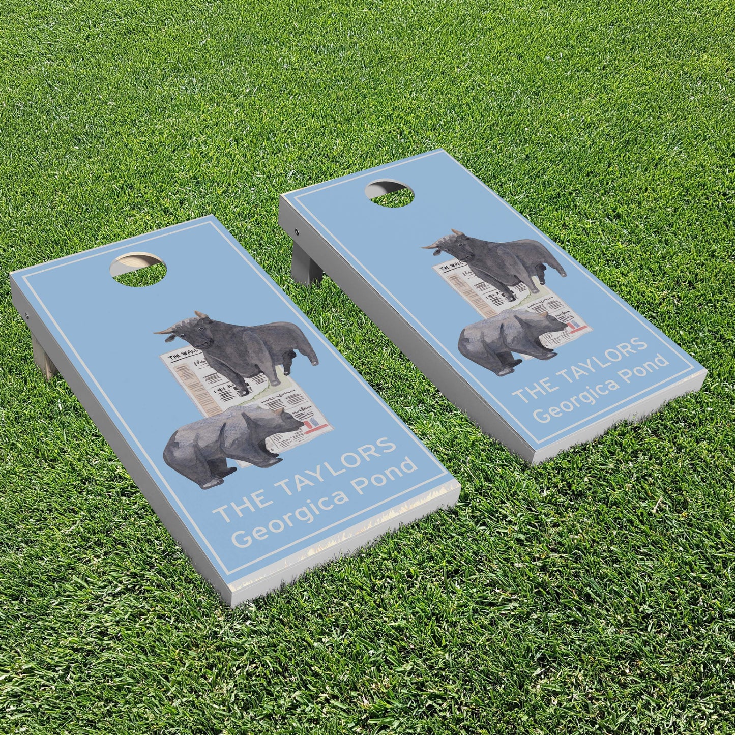 Luxury Personalized Bulls and Bears Cornhole Boards - A Perfect Gift!