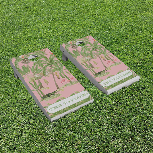 Tropical Frolic old florida style cornhole boards