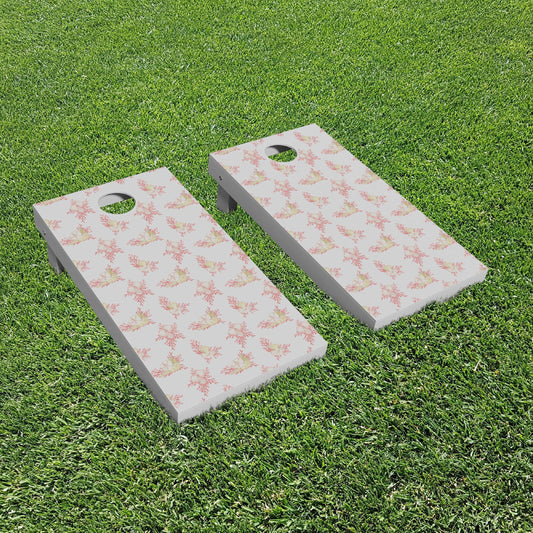 Cornhole abords with shells and coral over all print