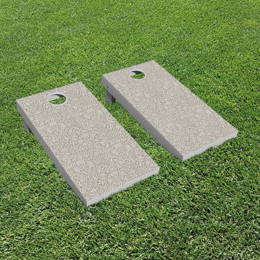Cornhole Boards with neutral damask all over print