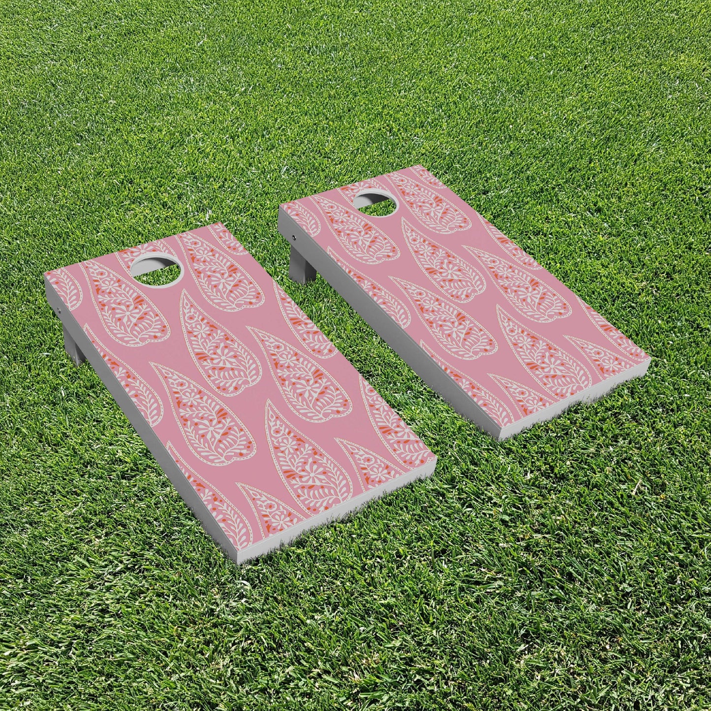 Luxury Personalized Pink Paisley Cornhole Boards - A Perfect Gift!