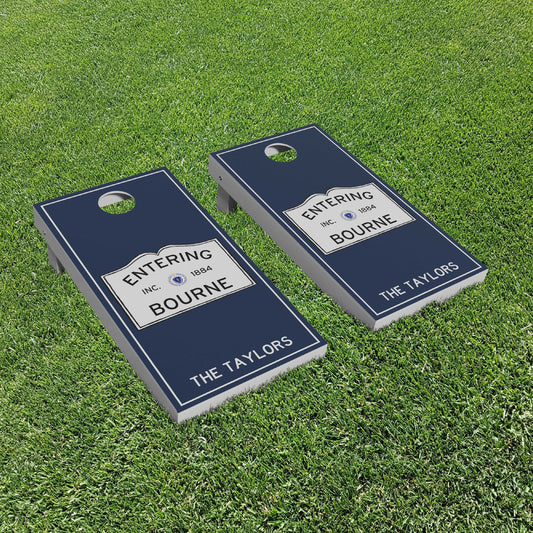 Luxury Personalized Entering Your Town Eco-Friendly Cornhole Boards - A Perfect Gift To Show Off Your Home Town Pride!