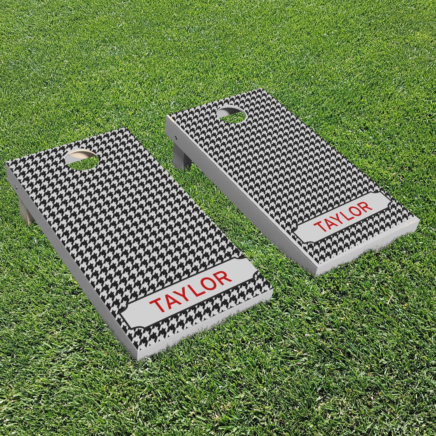 Luxury Personalized Hudson Houndstooth Cornhole Boards - A Perfect Gift!