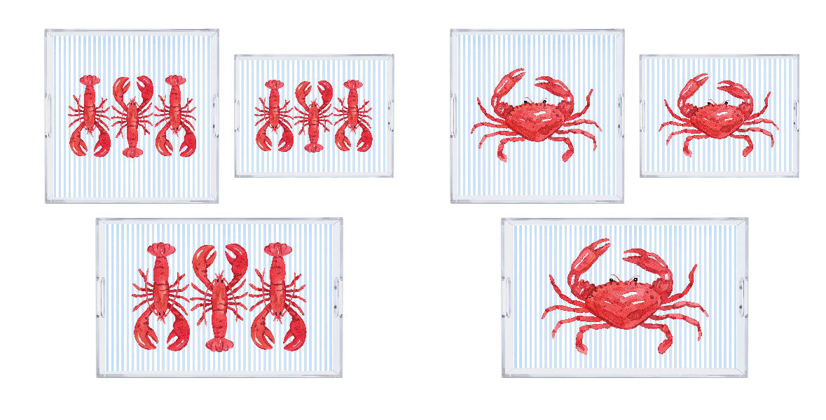 Reversible Insert For Acrylic Trays - 2 Looks In 1, Available In 3 Sizes - Laminated Placemat - Lobstah/Red Crabby
