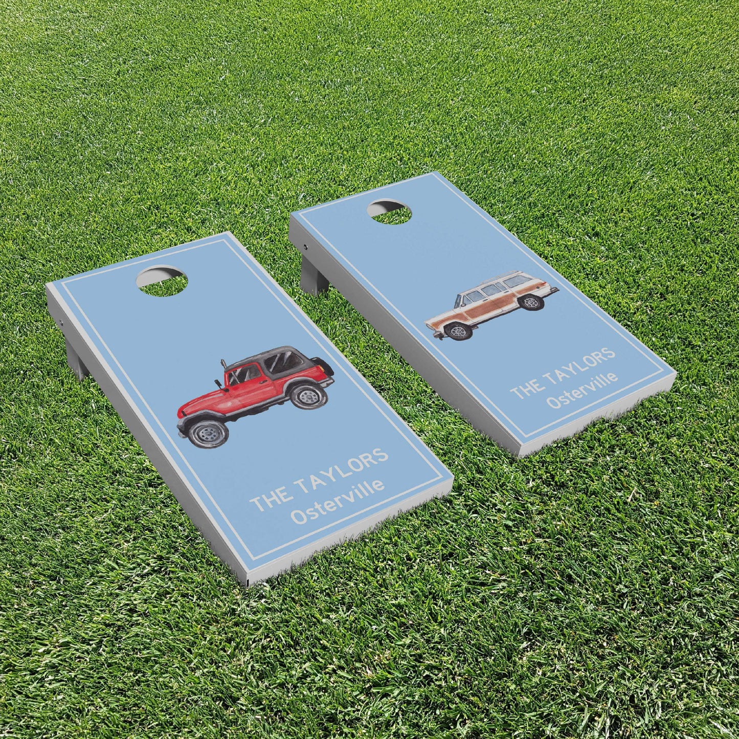 Luxury Personalized Jeep® and Woodie Eco-Friendly Cornhole Boards - A Perfect Gift!