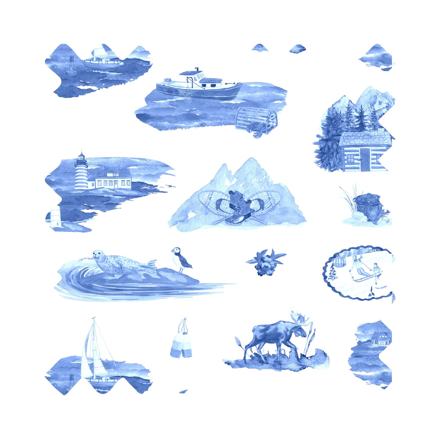 Maine Toile Luxury Gift Wrap - Available in 11 Colors