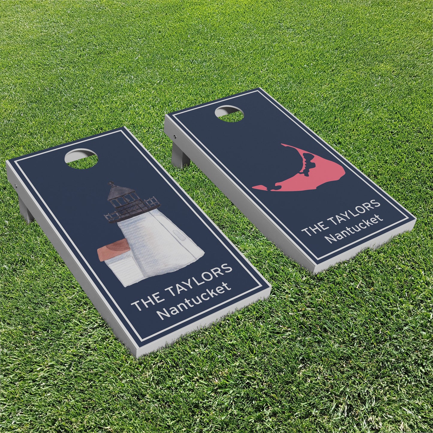 Luxury Personalized Nantucket Lighthouse Cornhole Boards - A Perfect Gift!