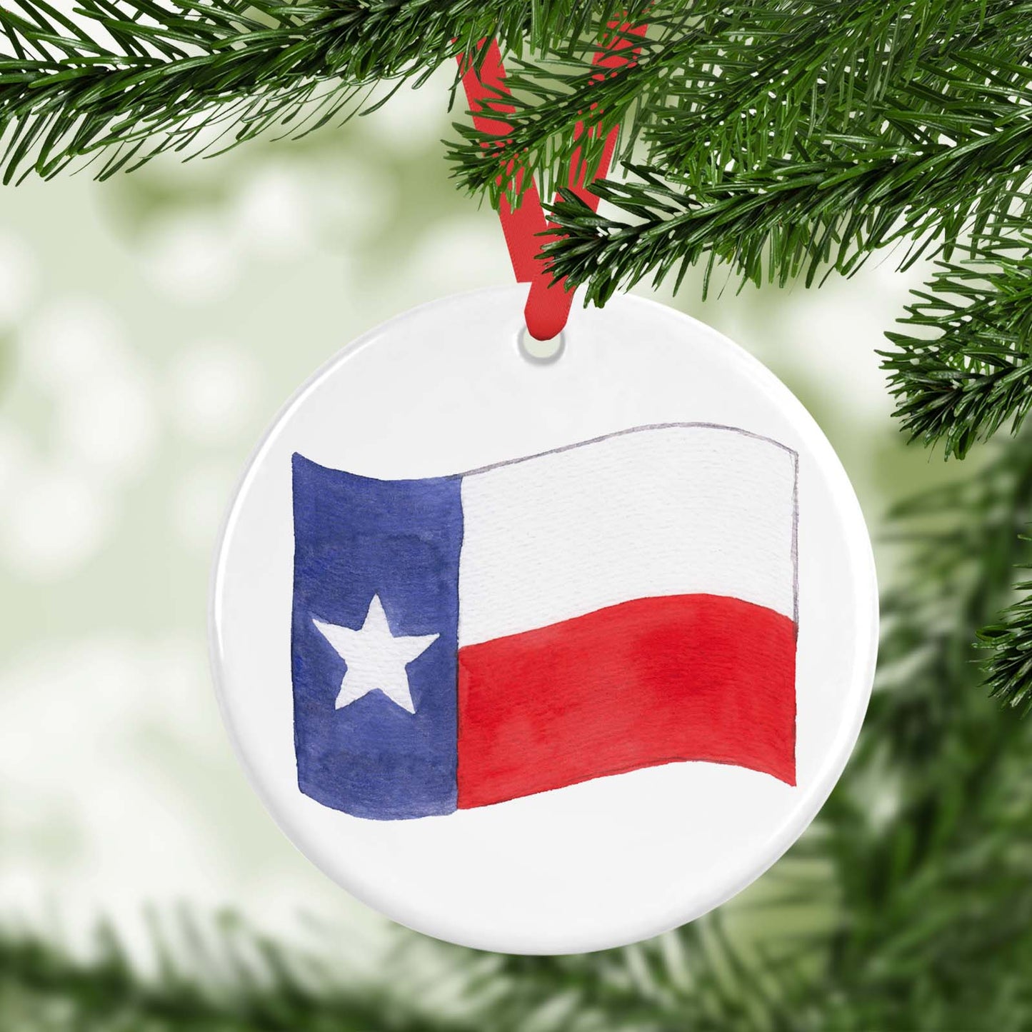 Personalized Ceramic Texas Flag Ornament