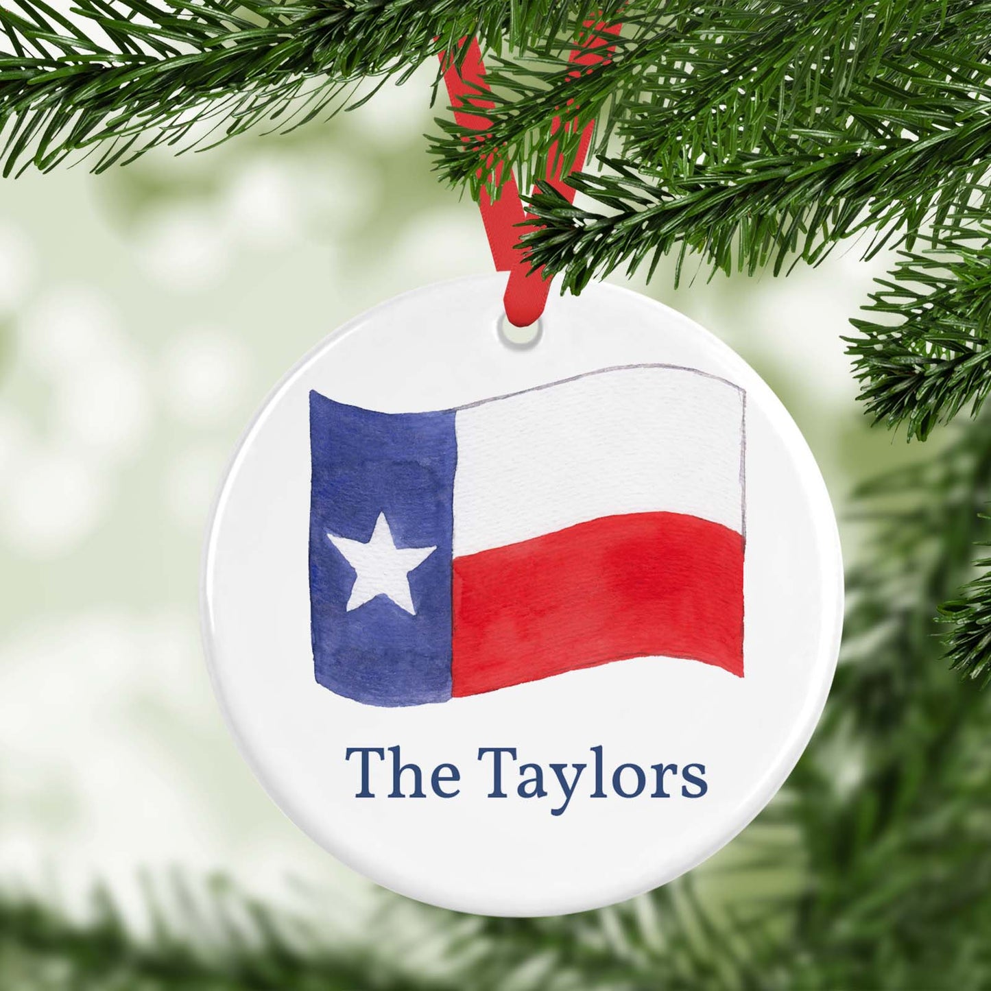 Personalized Ceramic Texas Flag Ornament