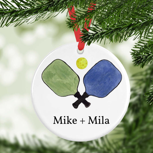 Personalized Ceramic Pickleball Ornament