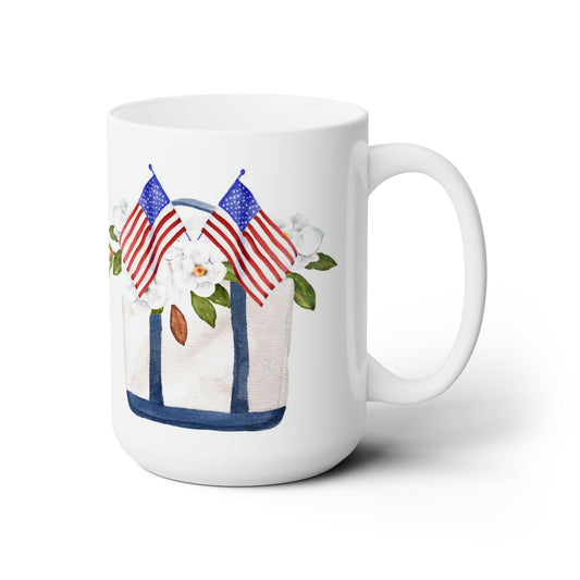 Southern Patriotic Tote Magnolia Ceramic Mug