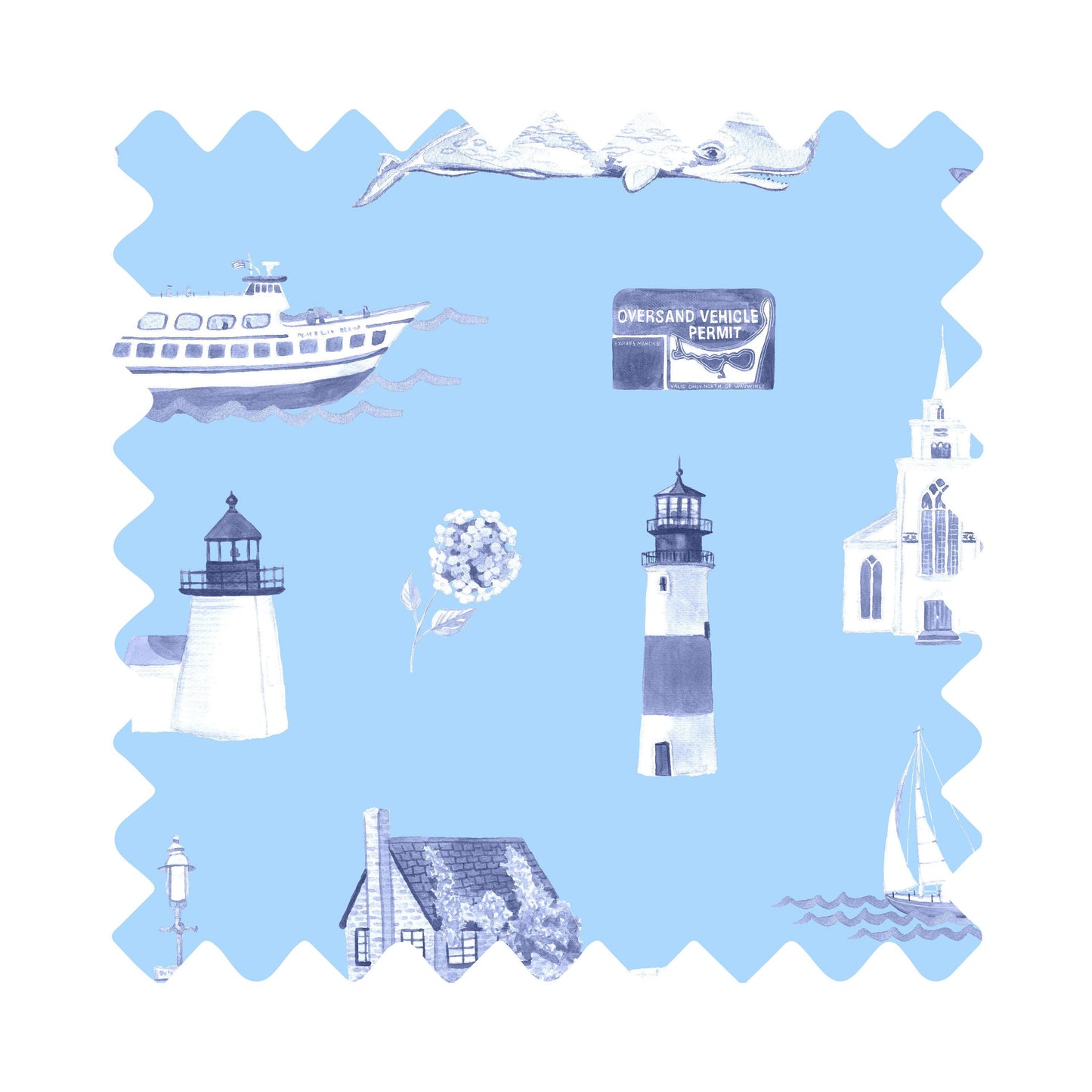 Nantucket Toile Luxury Gift Wrap - Available In 3 Colors