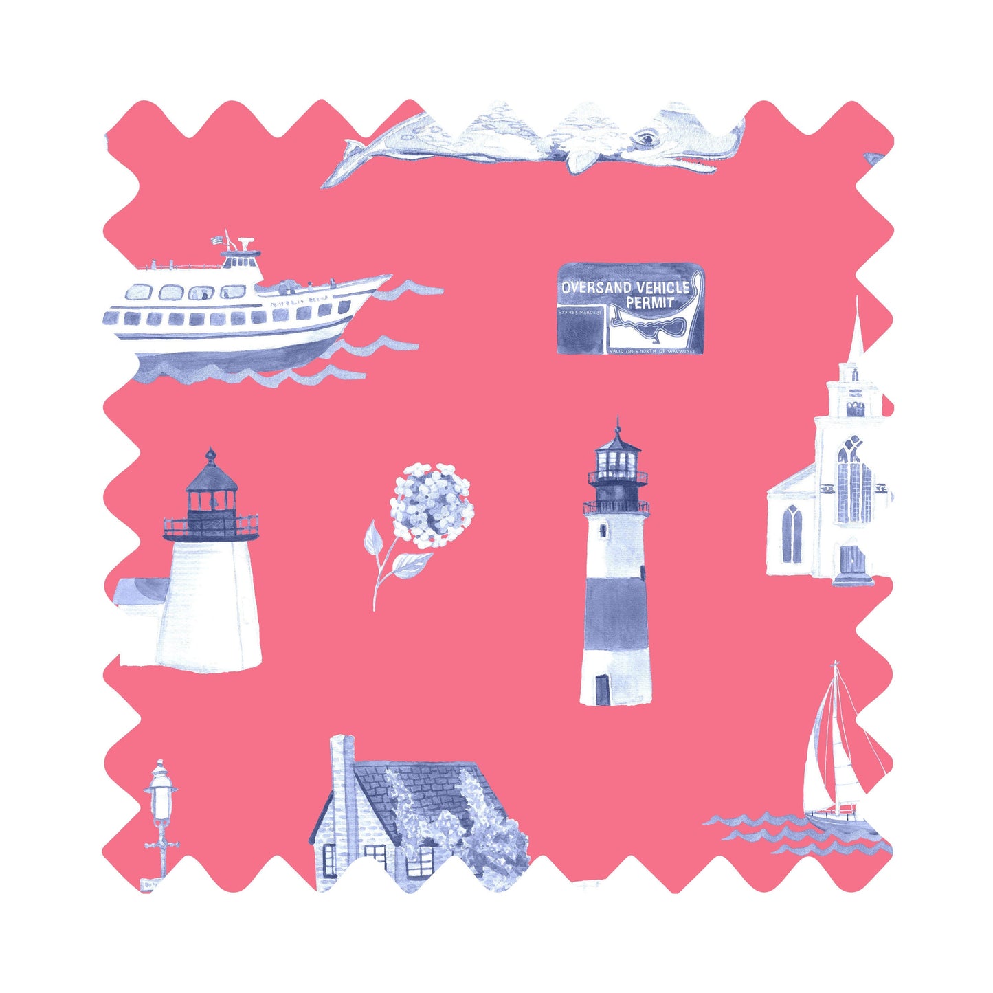 Nantucket Toile Luxury Gift Wrap - Available In 3 Colors